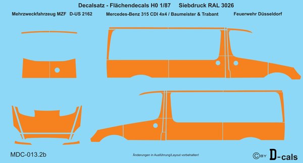 013.2b Flächendecals für Mehrzweckfahrzeug MZF Mercedes-Benz 315 CDI 4x4 Feuerwehr Düsseldorf