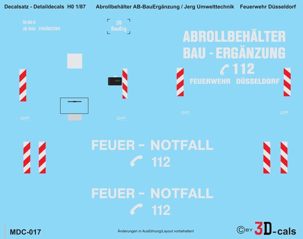 017 Detaildecals für Abrollbehälter AB-Bau Ergänzung / Jerg Feuerwehr Düsseldorf