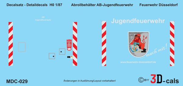 029 Detaildecals für Abrollbehälter AB-Jugendfeuerwehr Freiw. Feuerwehr Düsseldorf