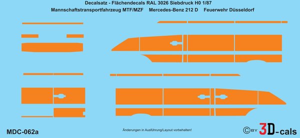 062a Flächendecals für Mannschafttransportfahrzeug MTF (a.D.) MB 212D Freiw. Feuerwehr Düsseldorf