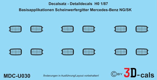 U030 Detaildecals Basisapplikationen Scheinwerfergitter für Mercedes-Benz NG/SK