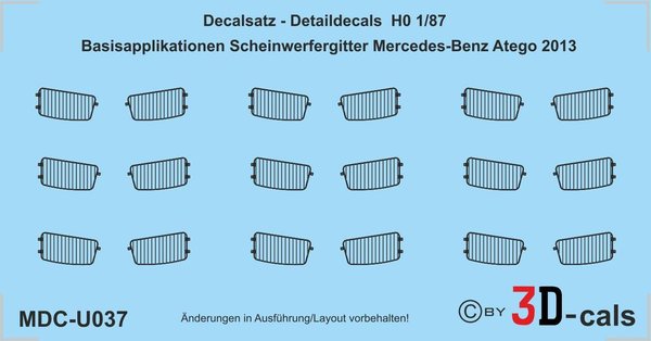 U037 Detaildecals Basisapplikationen Scheinwerfergitter für MB Atego 2013 (EURO 6)