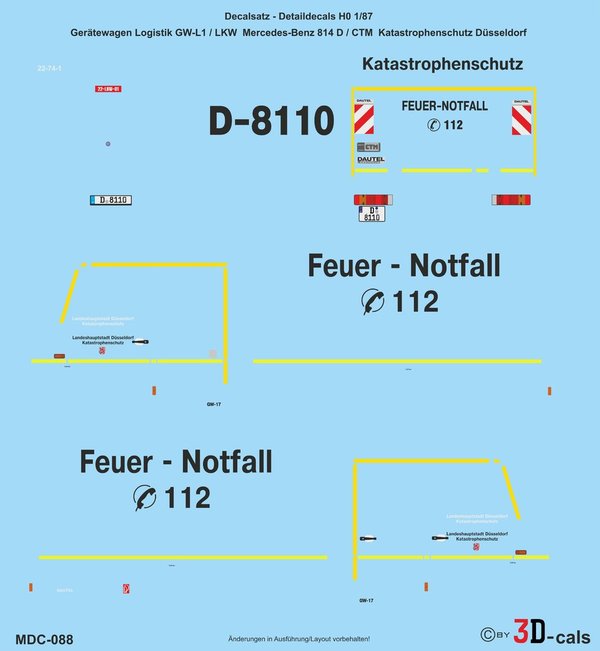 088 Detaildecals für GW-L1/LKW Mercedes-Benz Vario Katastrophenschutz /DRK Düsseldorf